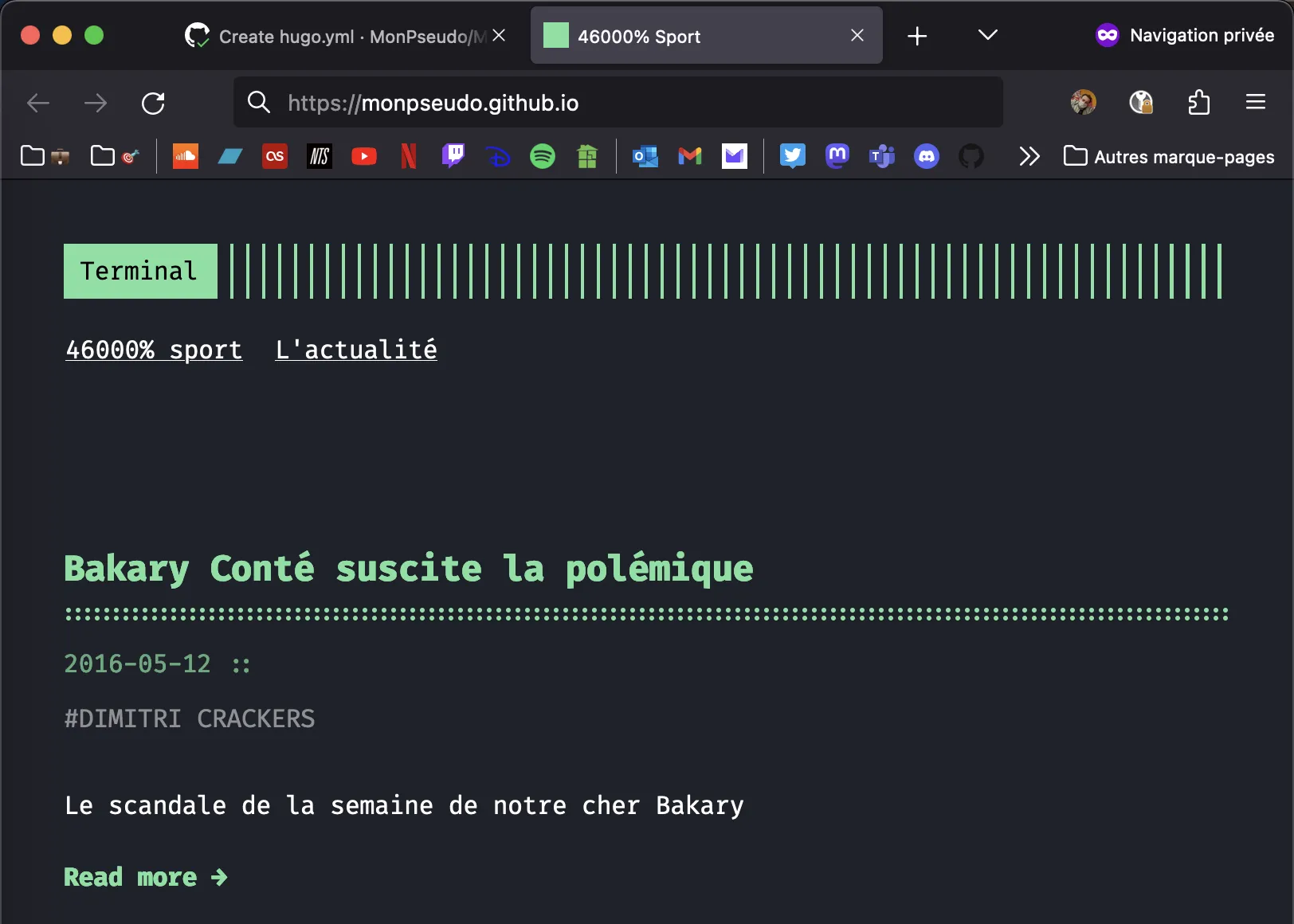 Screenshot of the Terminal theme published on github.io
